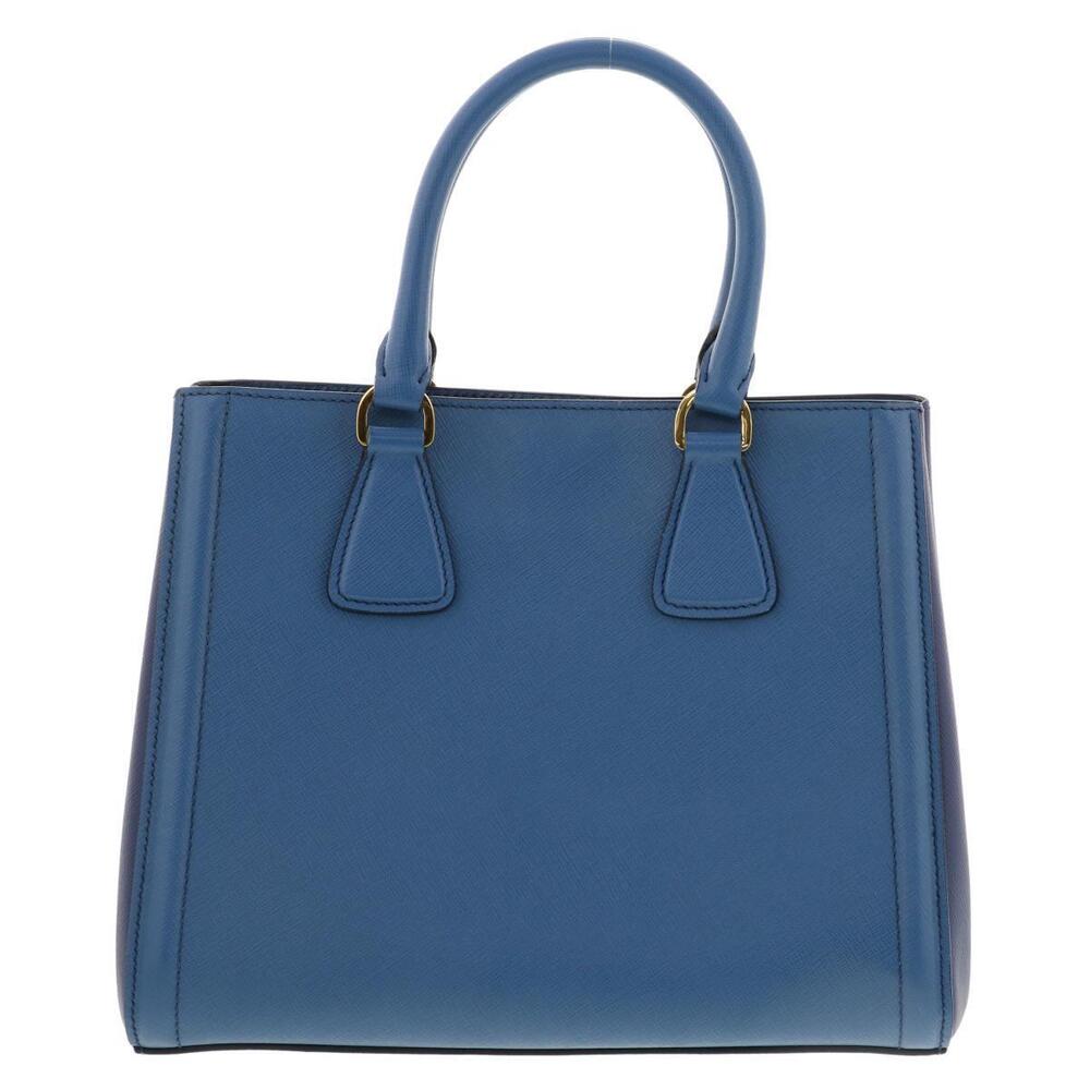 PRADA Saffiano Handbag Shoulder Bag Leather Blue - Picture 4 of 6